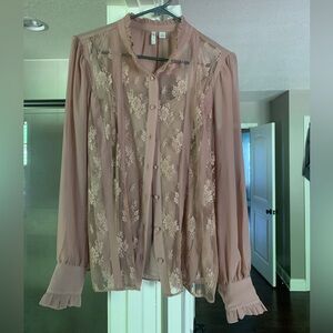 Cato Sheer Floral Blouse - Soft Pink
